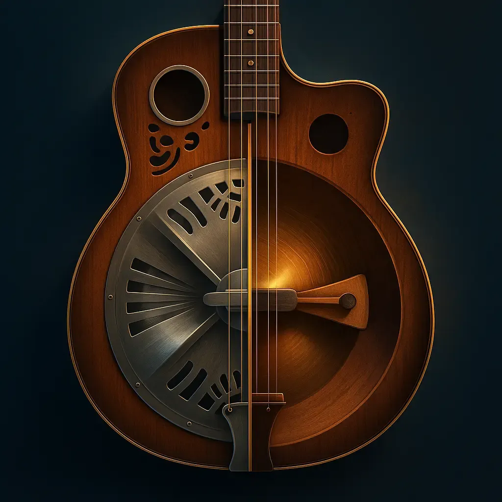 Accordage dobro résonateur : cône, bar de slide et projection typique