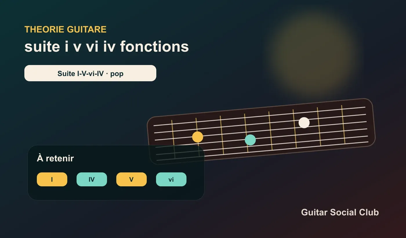 Suite I-V-vi-IV guitare : maison, tension, mineur proche, ouverture