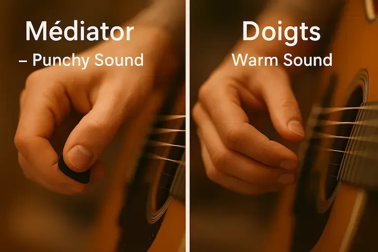Techniques main droite guitare médiator vs doigts