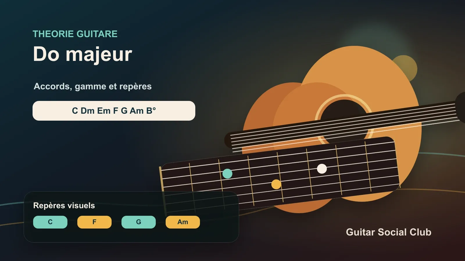 Tonalité de Do majeur à la guitare avec gamme, accords et degrés