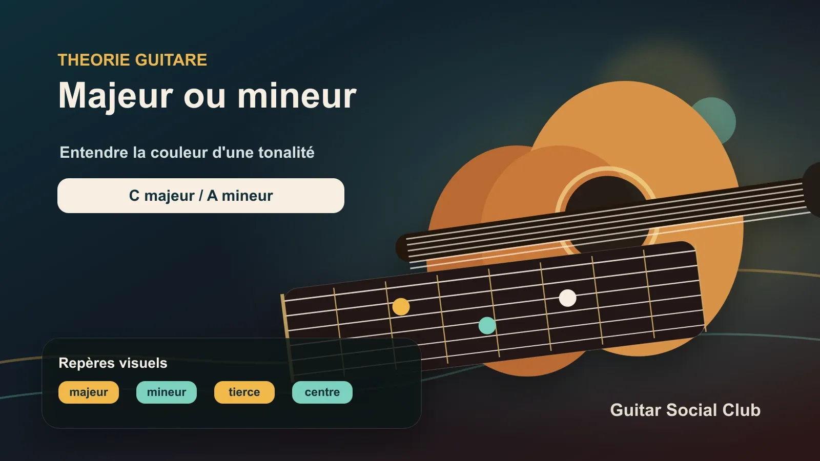 Guitariste qui compare une tonalité majeure et une tonalité mineure sur le manche