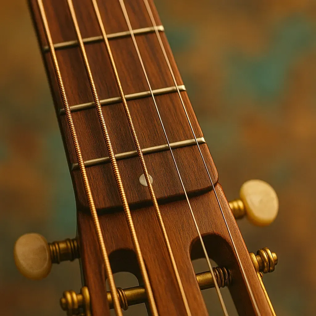 Accordage G C E sur tête et sillet, paires à l'unisson ou à l'octave