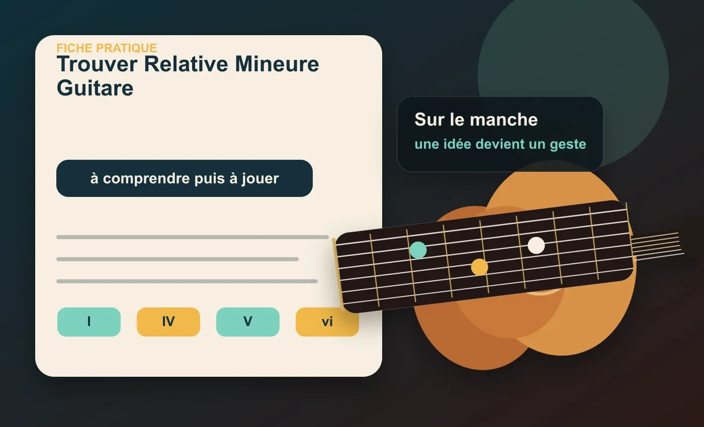 Trouver la relative mineure à la guitare : descendre de 3 demi-tons