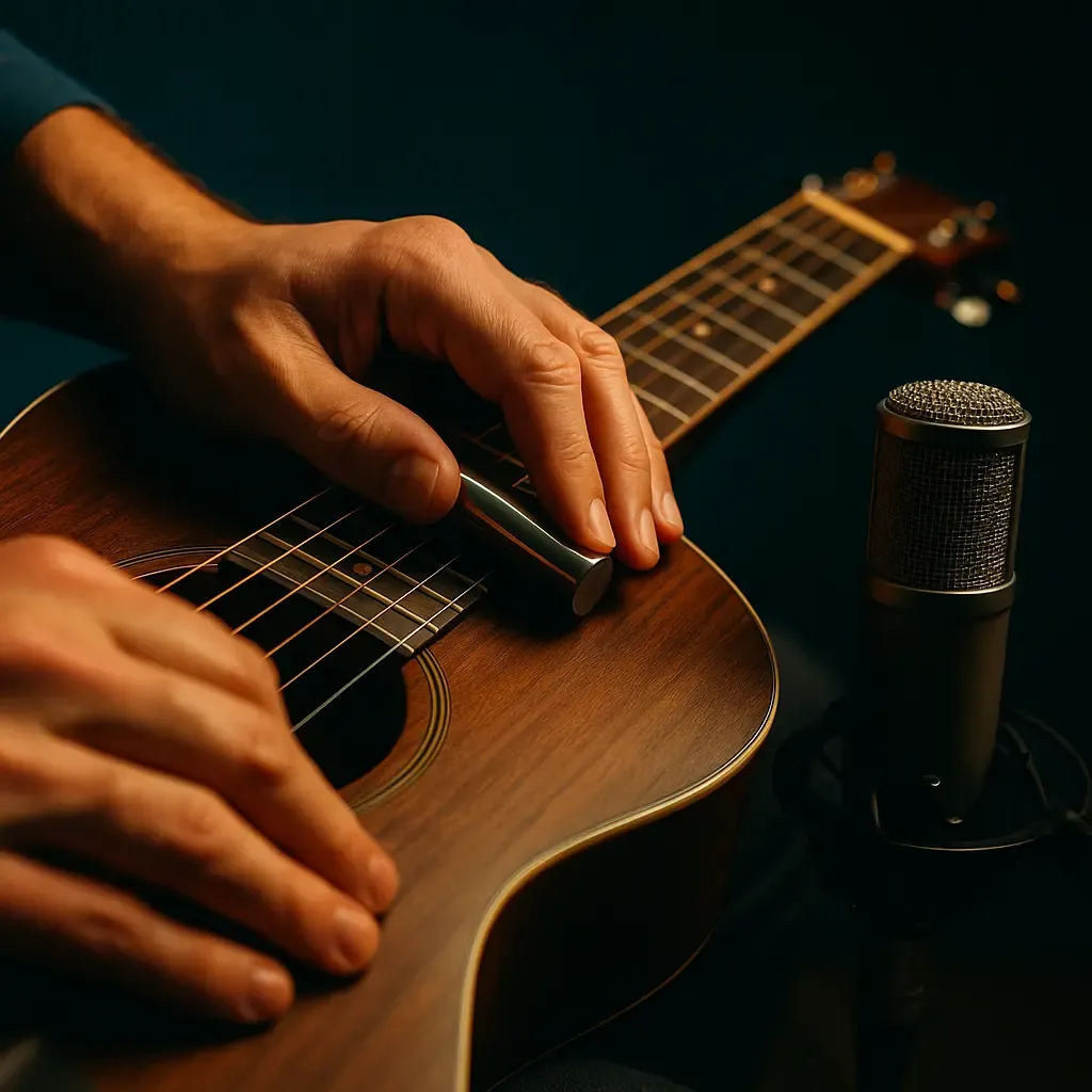 Barre de slide et cordes ouvertes sur une hollowneck