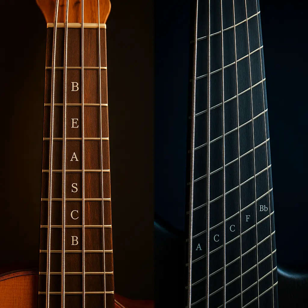 Tessiture d’une basse 6 cordes standard et variantes