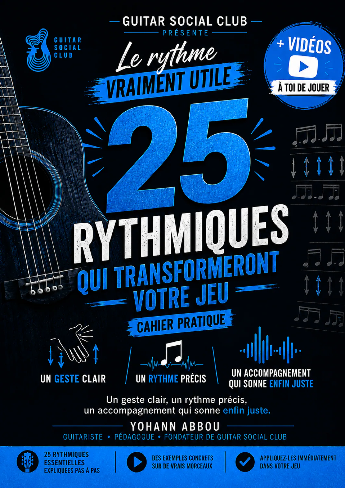 Couverture bleue du volume 4 25 rythmiques guitare niveau avancé