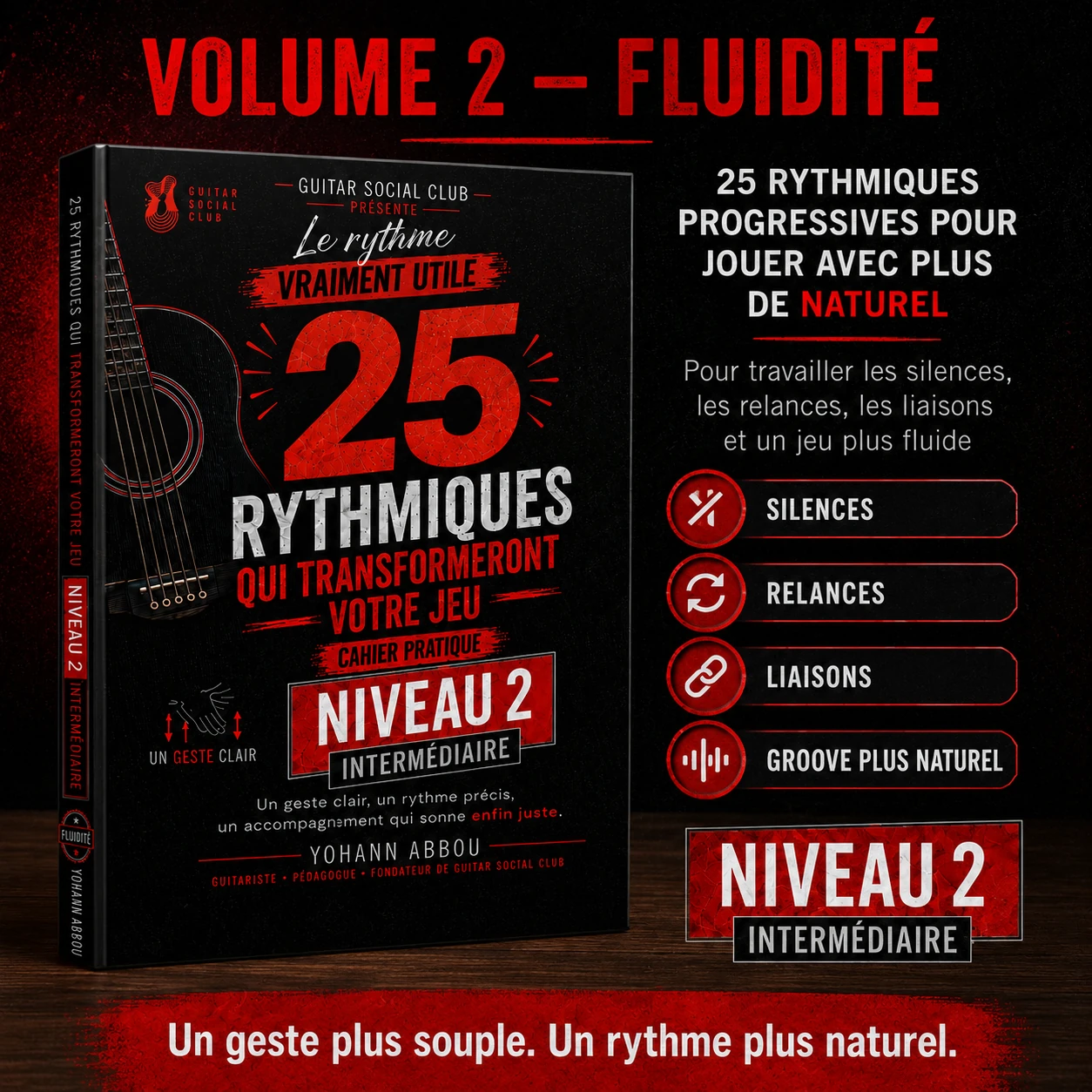 Présentation du livre 25 rythmiques guitare volume 2 fluidité pour rendre les accompagnements plus souples