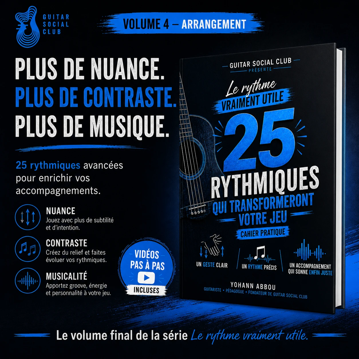 Présentation du livre 25 rythmiques guitare volume 4 arrangement pour guitaristes avancés