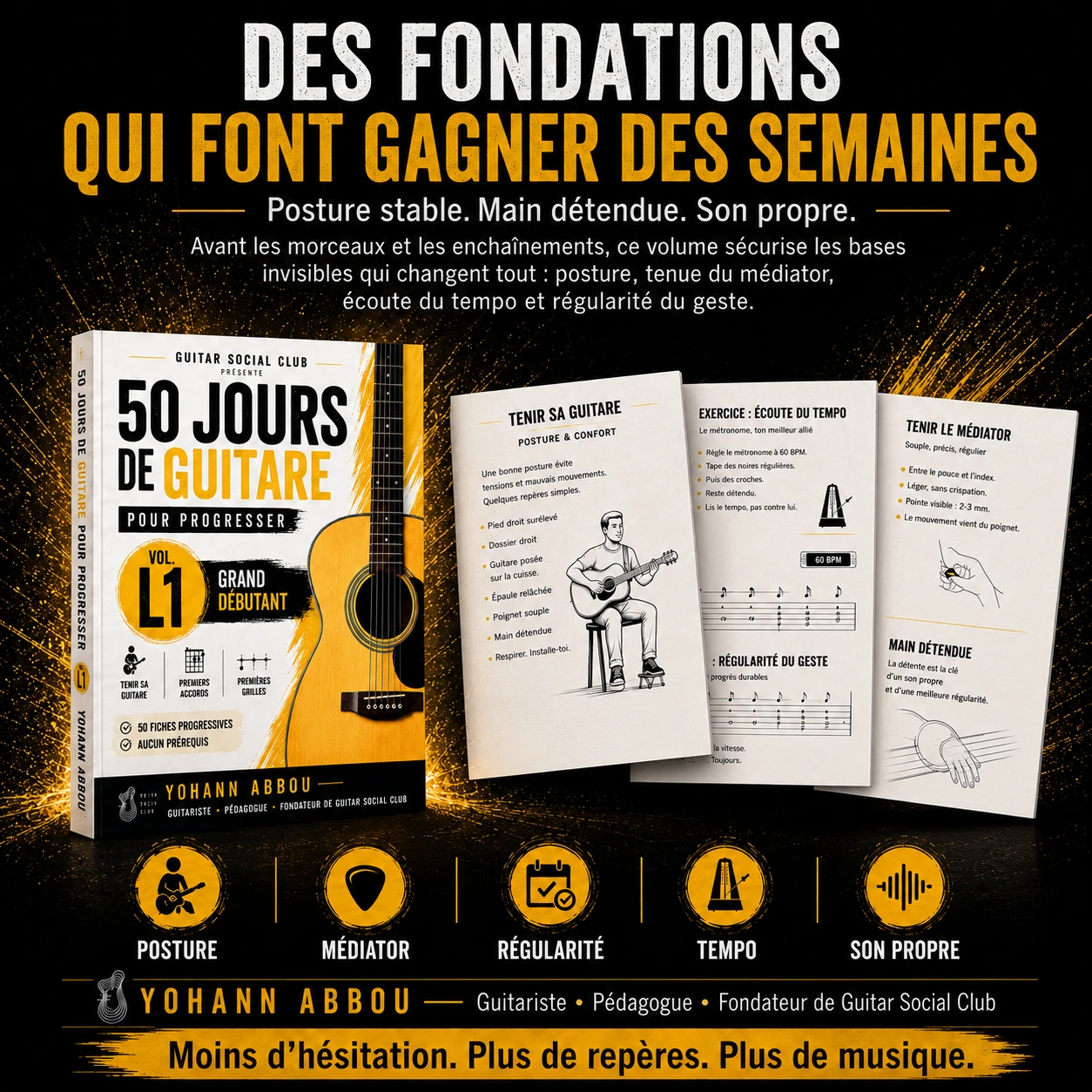 Présentation de la série 50 jours de guitare pour progresser du niveau L1 au niveau L8