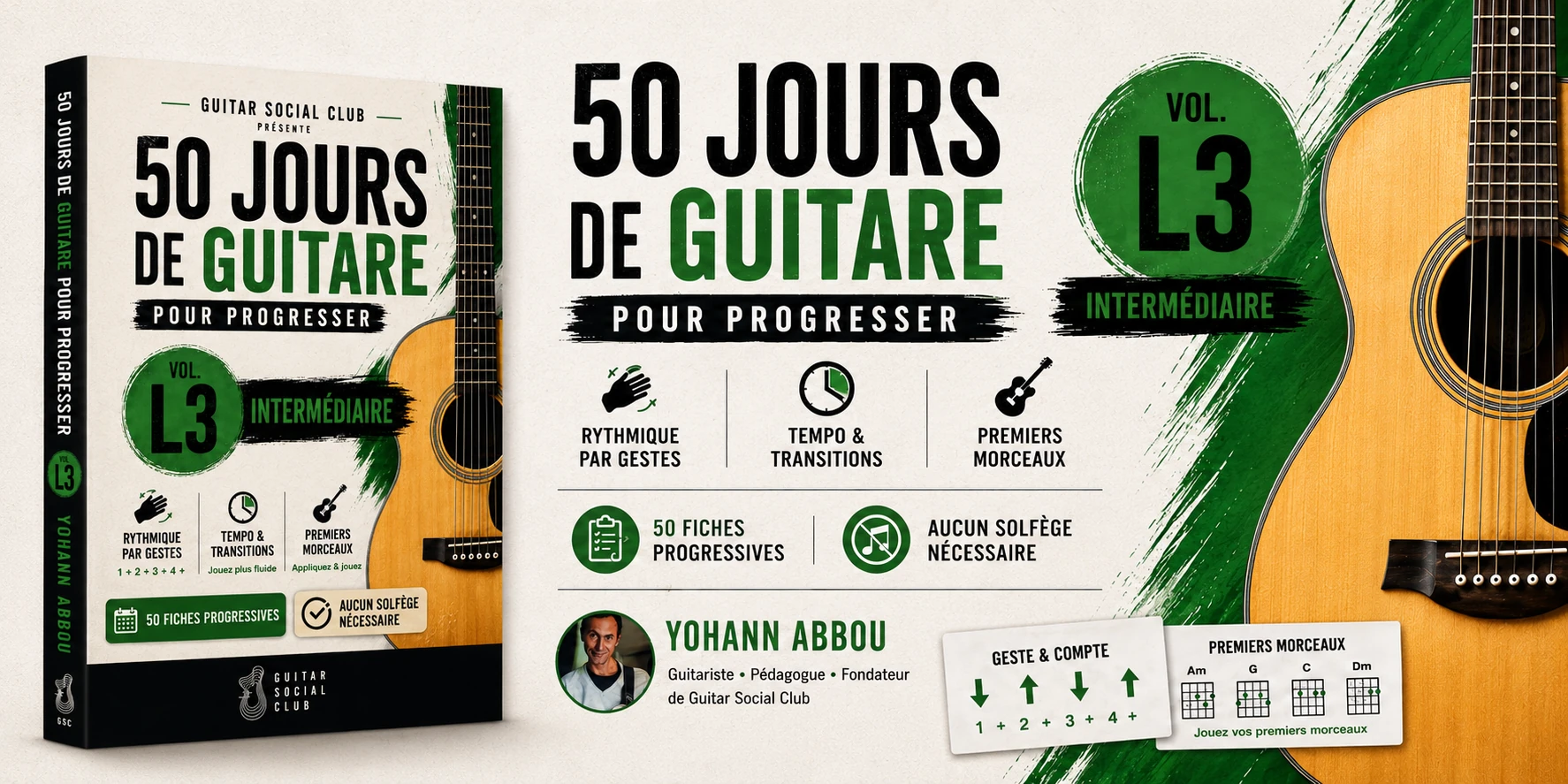 Présentation du livre 50 jours de guitare pour progresser volume 3 L3 intermédiaire
