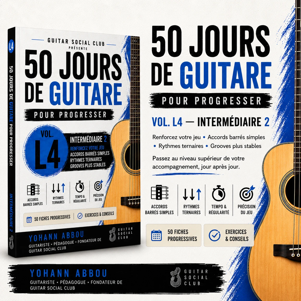 Présentation du livre 50 jours de guitare pour progresser volume 4 L4 confirmé