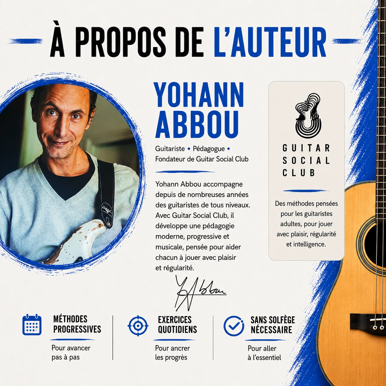 Exemple de fiche du volume 4 avec objectif, comptage ternaire, geste et application immédiate à la guitare