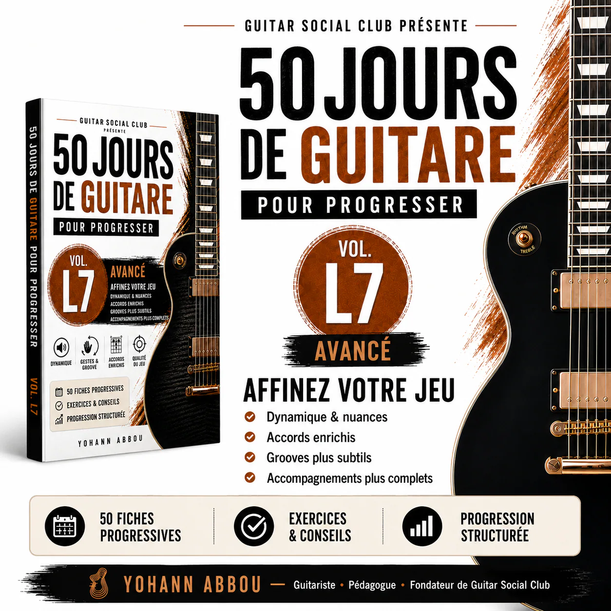 Présentation du livre 50 jours de guitare pour progresser volume 7 L7 avancé