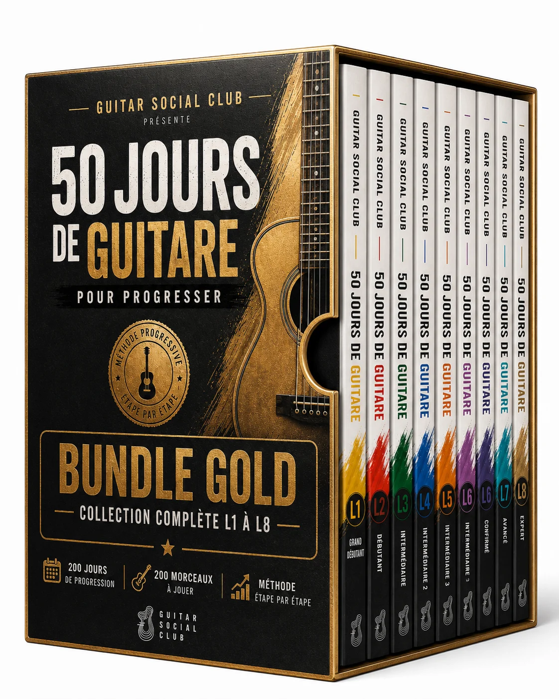Bundle Gold 50 jours de guitare pour progresser collection complète L1 à L8