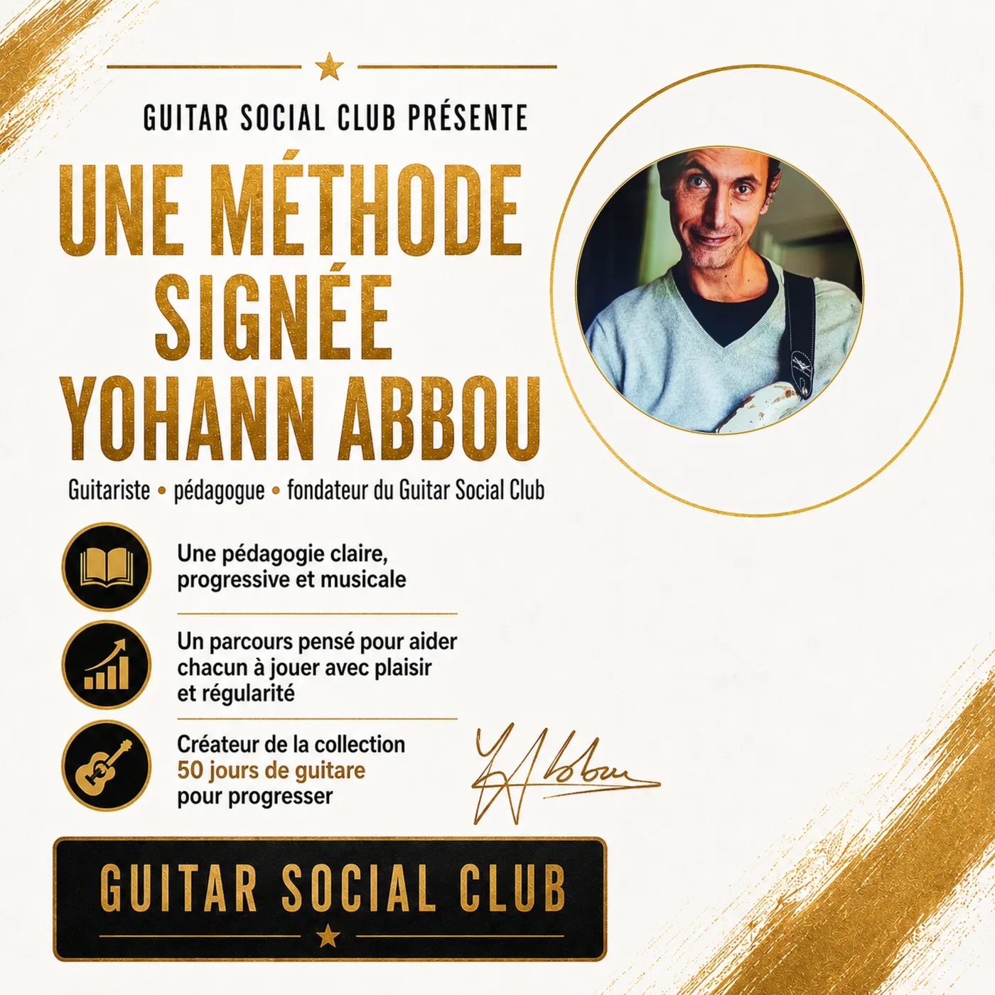 Bundle Gold 50 jours de guitare pour les adultes débutants motivés les reprises après arrêt et les guitaristes qui veulent une progression structurée