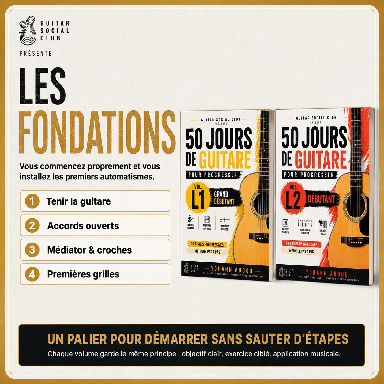 Volume L1 pour tenir la guitare poser les premiers accords ouverts et jouer les premières grilles