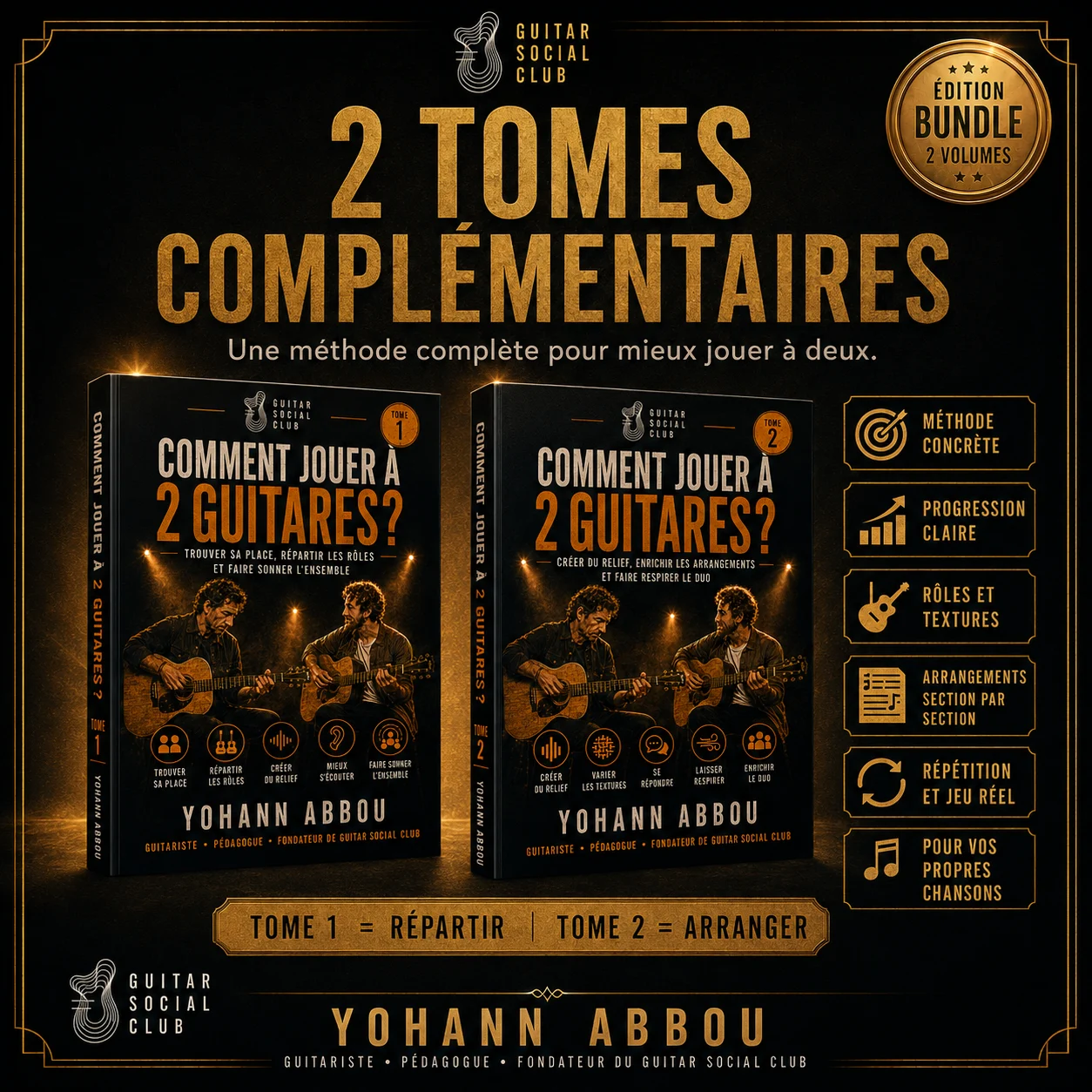 Méthode de répétition à deux guitares avec prises courtes signaux clairs décisions écrites et adaptation du répertoire