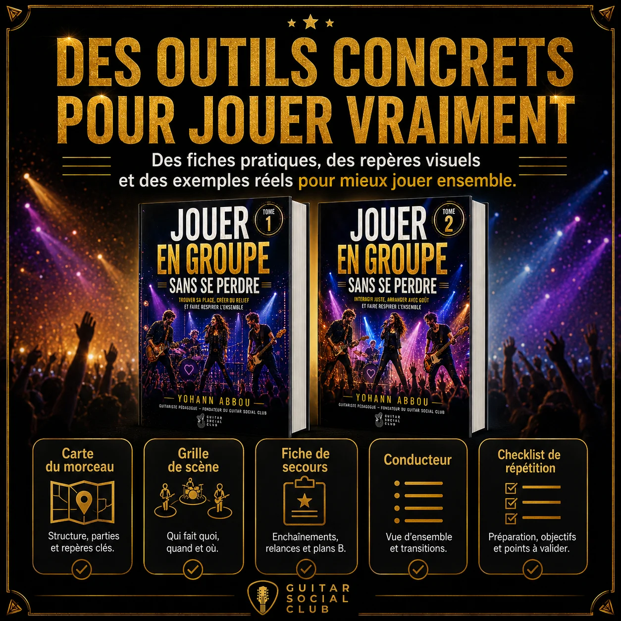 Préparation du répertoire de la setlist de la scène et des imprévus pour jouer avec plus de sécurité