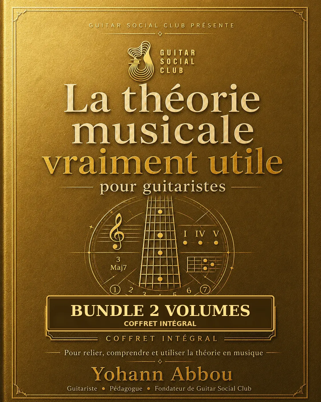 Pochette Gold du bundle La théorie musicale vraiment utile pour guitaristes réunissant les deux volumes de la méthode GSC