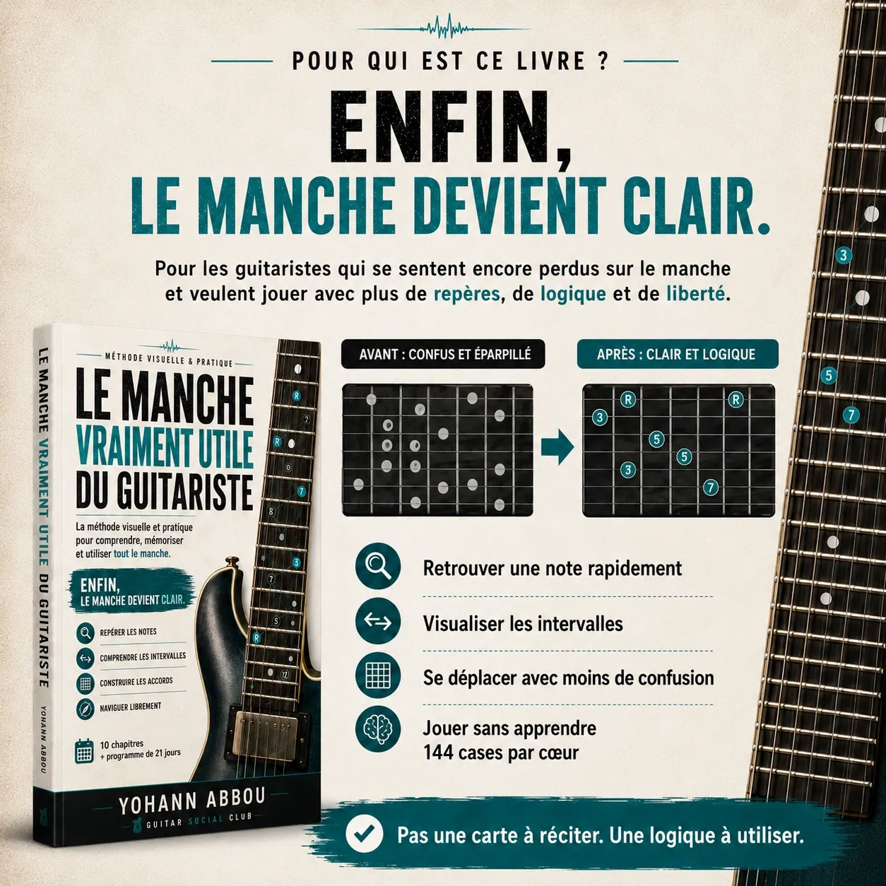 Diagnostic pour savoir si le livre Le manche vraiment utile du guitariste correspond aux besoins du guitariste