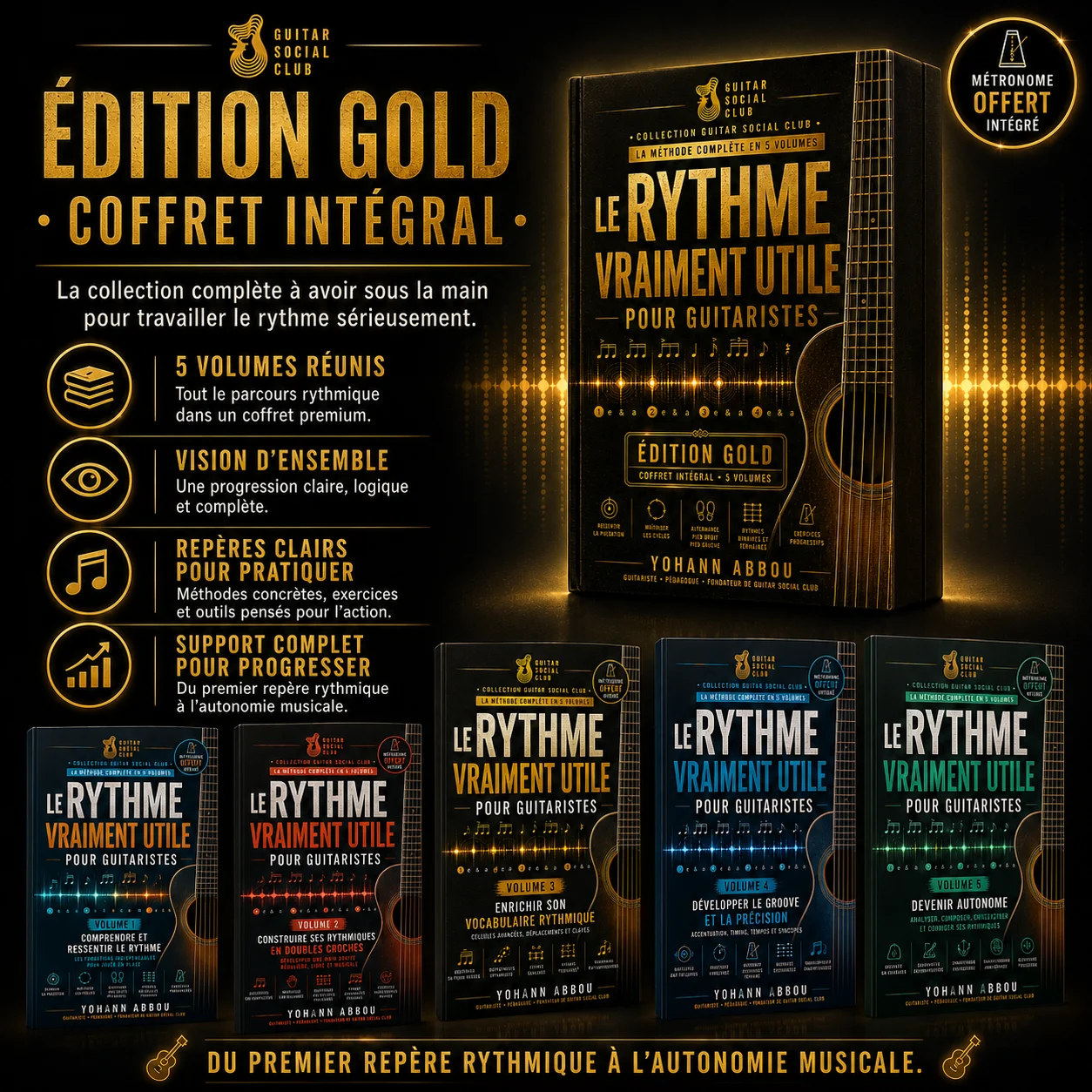 Image visualiseur 8 du pack Le rythme vraiment utile pour guitaristes présentant la progression rythme en 5 volumes