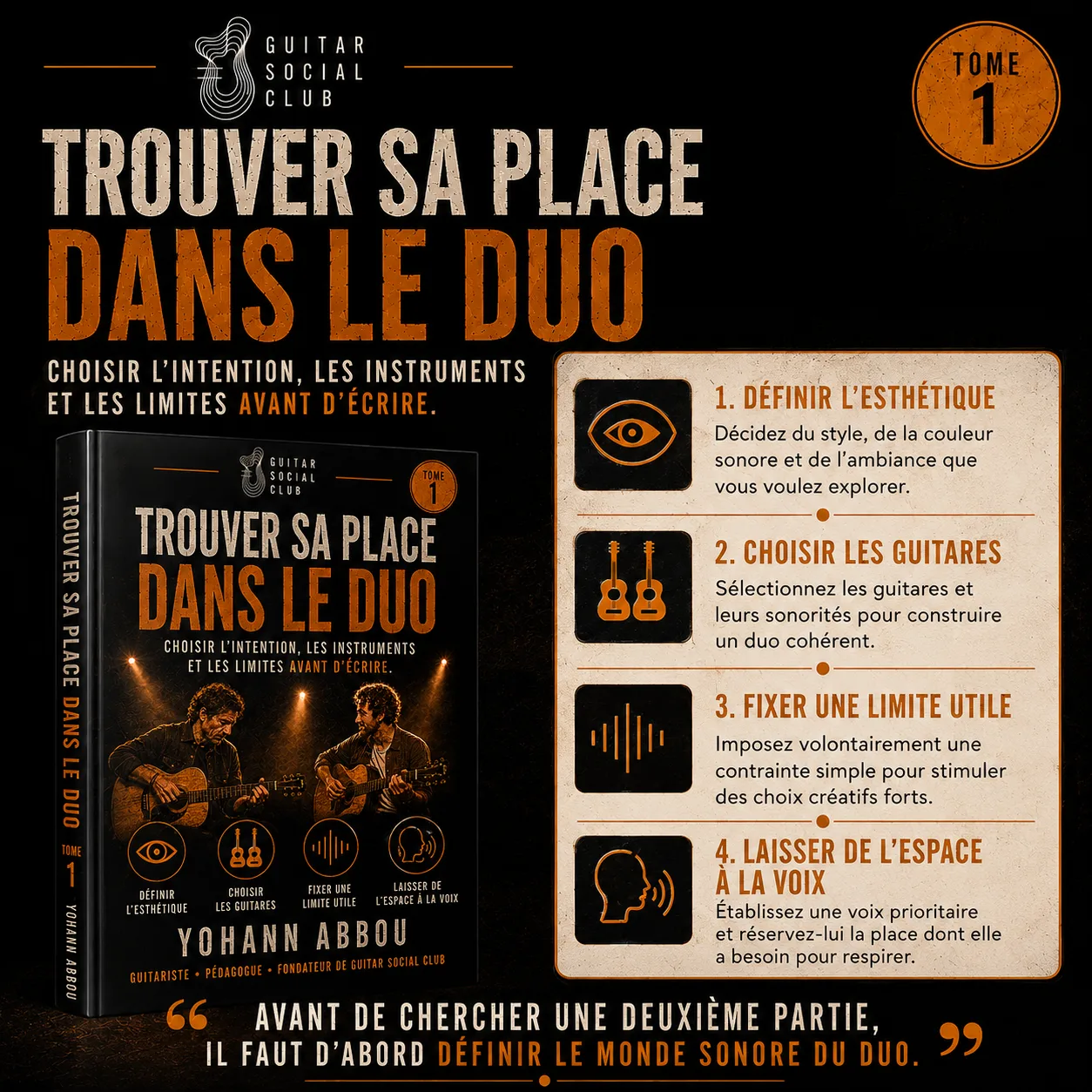 Méthode pour trouver sa place dans un duo de guitares en choisissant l’intention, les instruments et les limites avant d’écrire