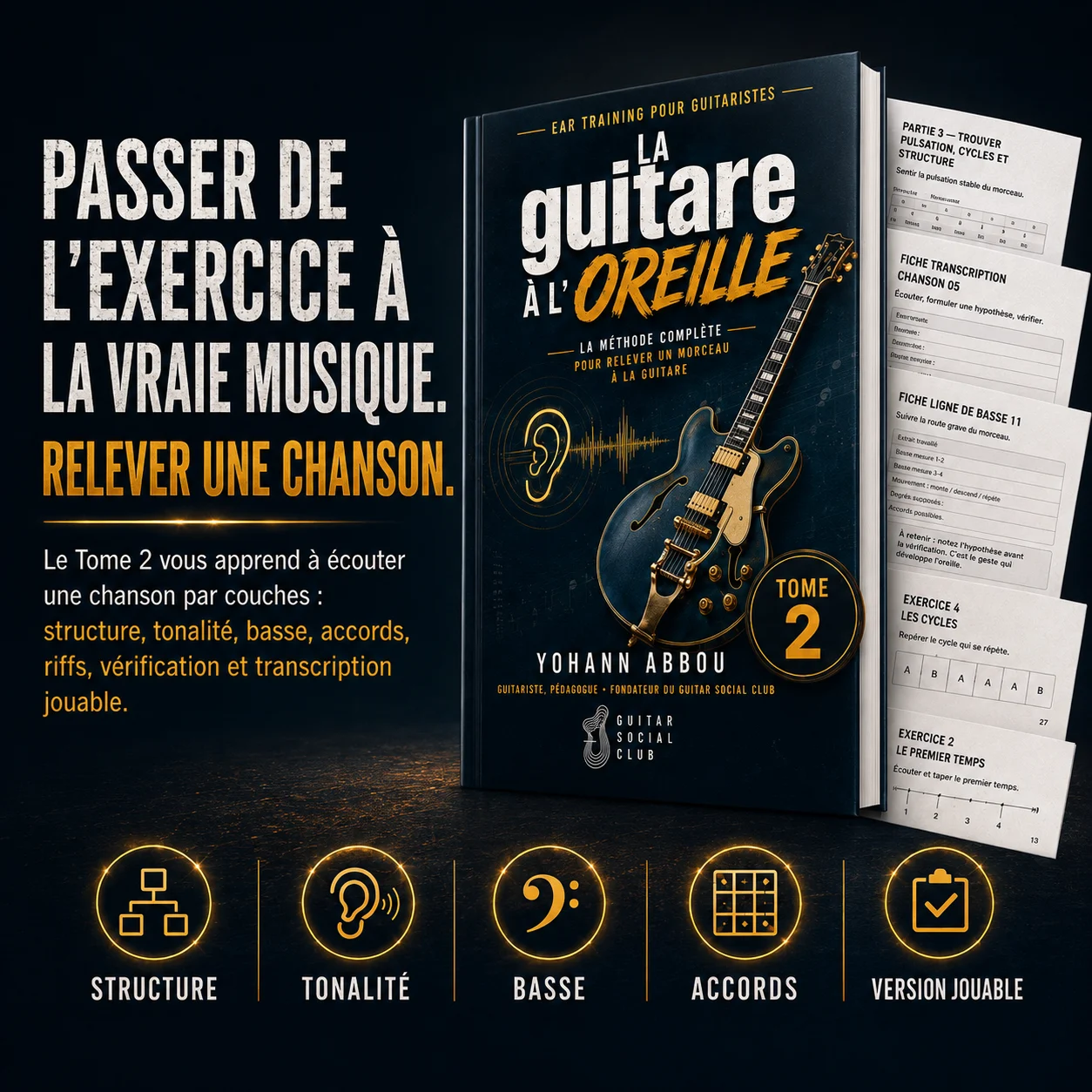 La guitare à l'oreille Tome 2 - passer de l'exercice à la vraie musique
