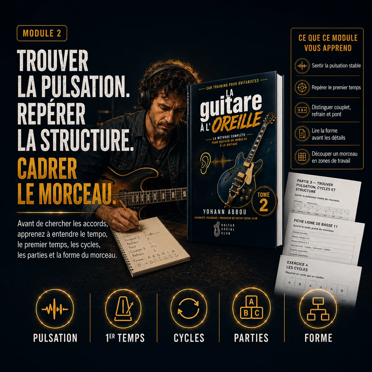 La guitare à l'oreille Tome 2 - cadrer le morceau avec pulsation et structure