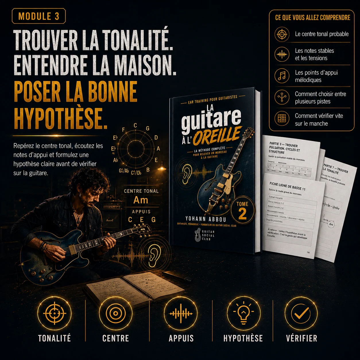 La guitare à l'oreille Tome 2 - trouver la tonalité et poser la bonne hypothèse