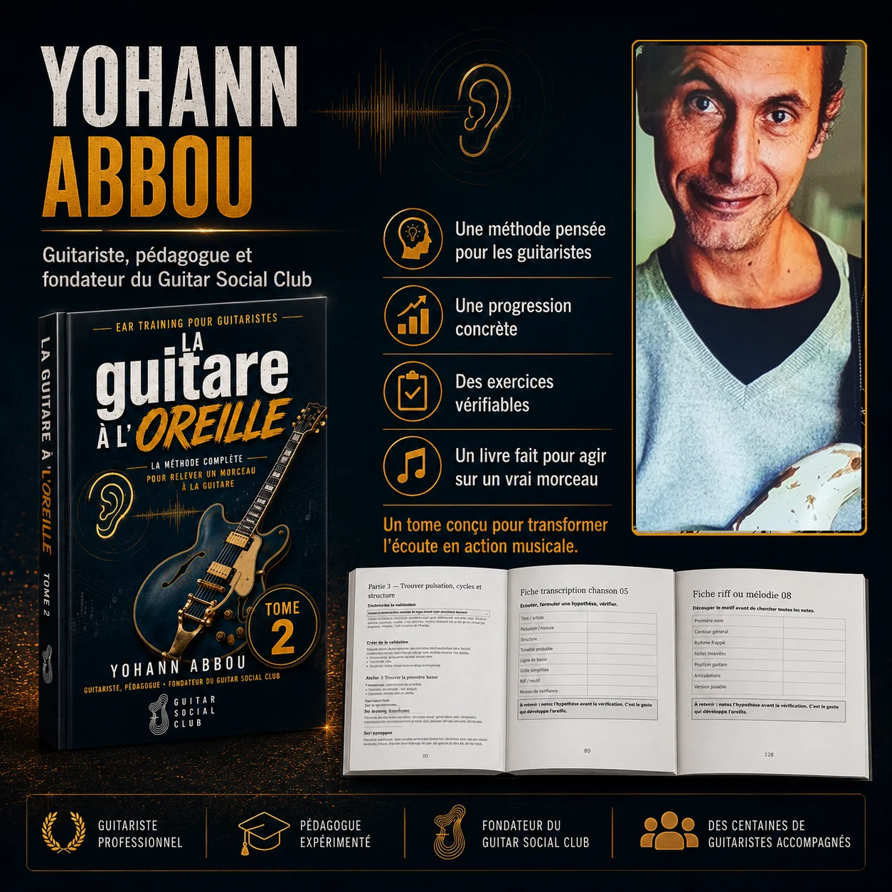 La guitare à l'oreille Tome 2 - méthode conçue par Yohann Abbou