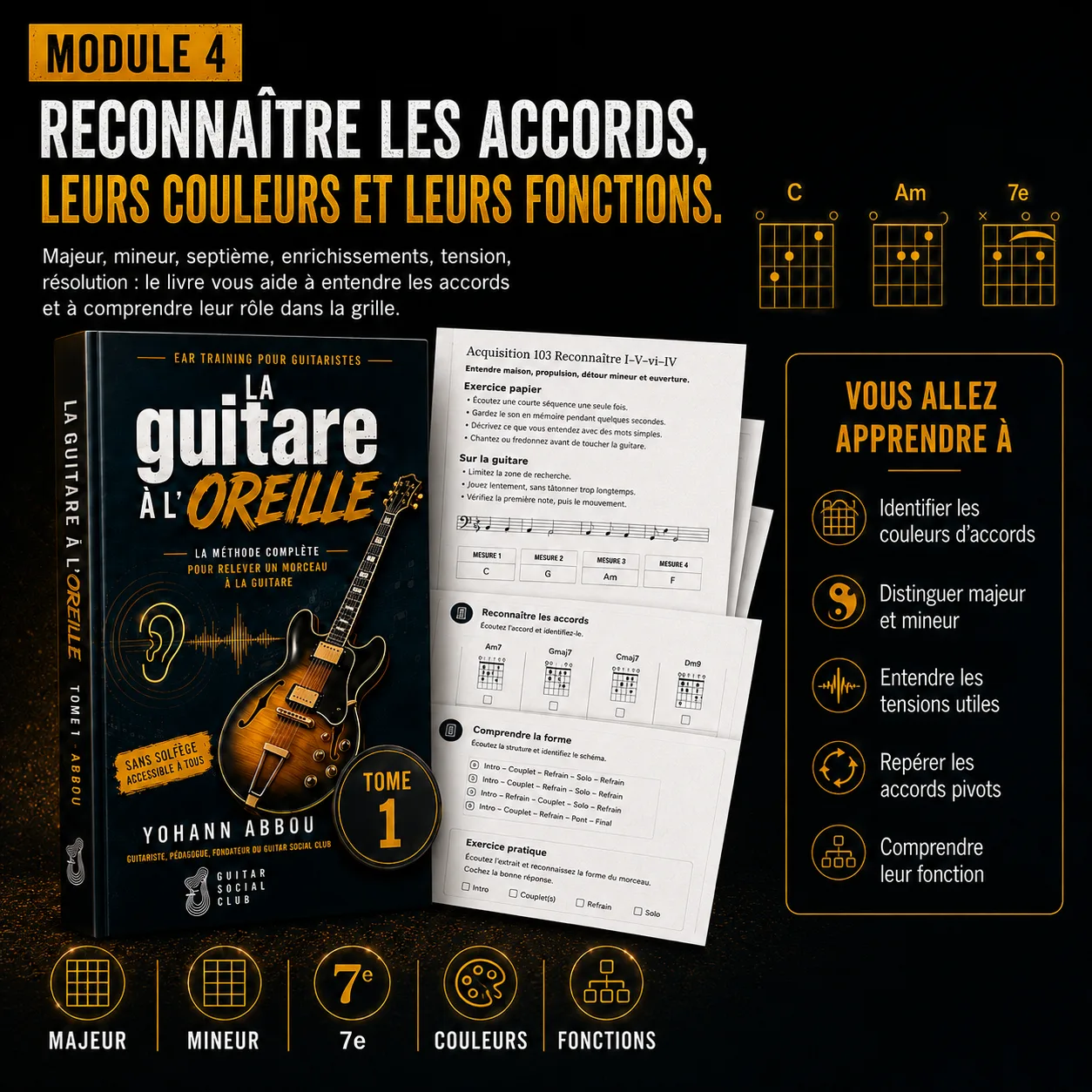 Module pour reconnaître les accords, leurs couleurs et leurs fonctions dans une grille de guitare