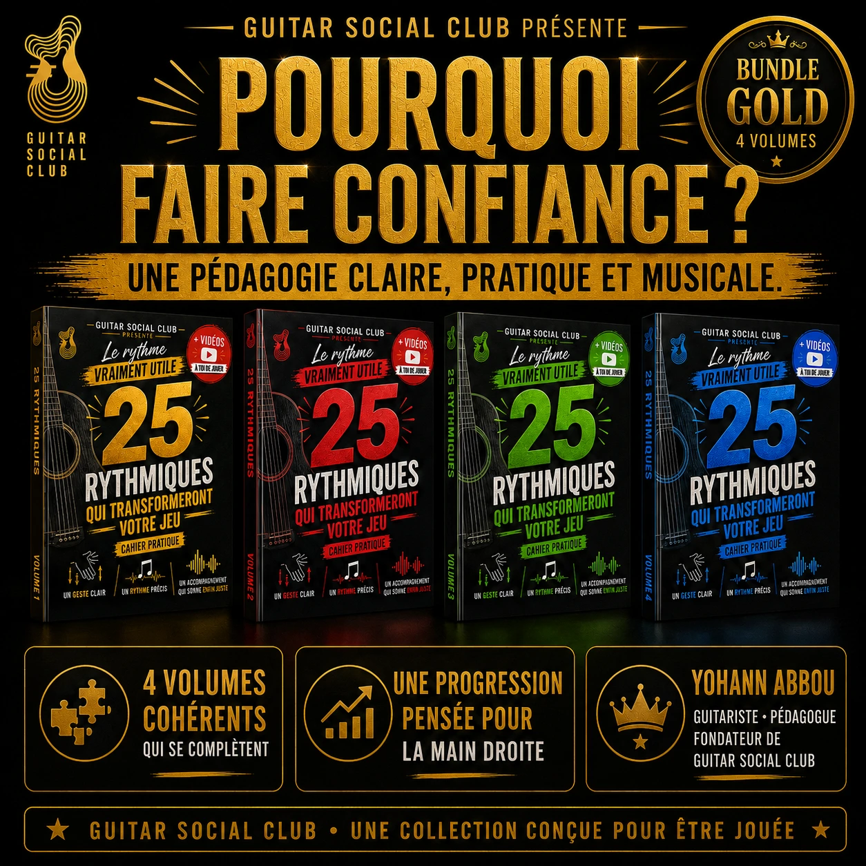 Pédagogie Guitar Social Club pour transformer le jeu rythmique avec une méthode claire, pratique et musicale
