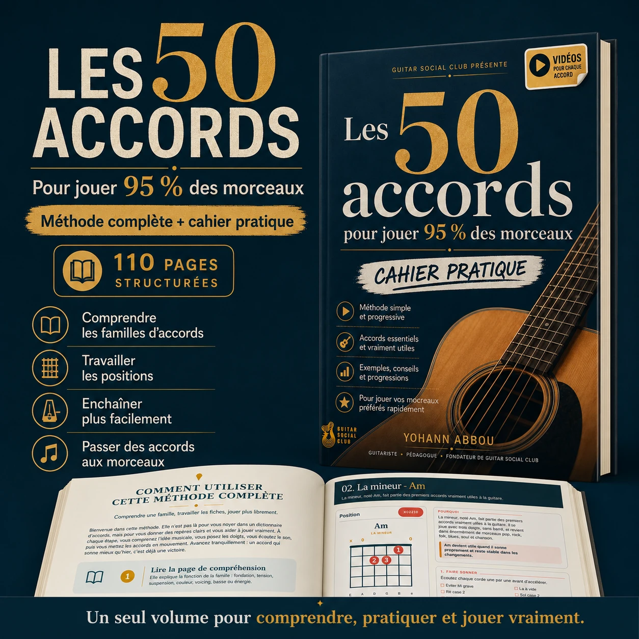 Présentation du livre 50 accords pour jouer 95 pour cent des morceaux avec vidéos incluses