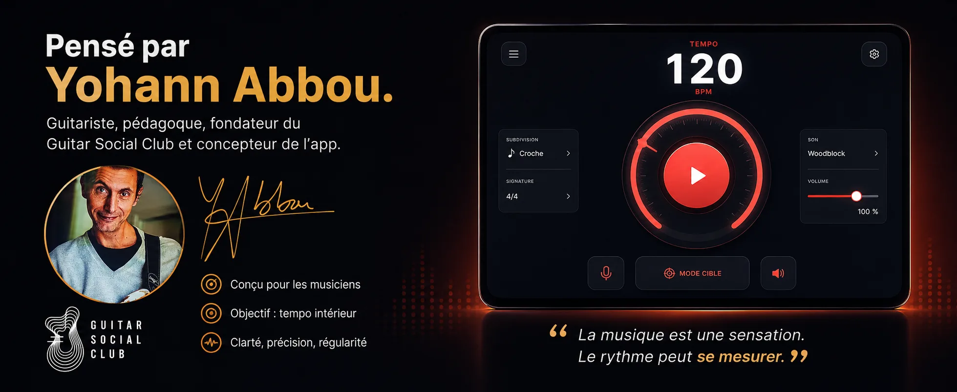 Métronome & Rhythm Trainer GSC aide les guitaristes à construire un tempo stable, une pulsation fiable et un rythme plus solide
