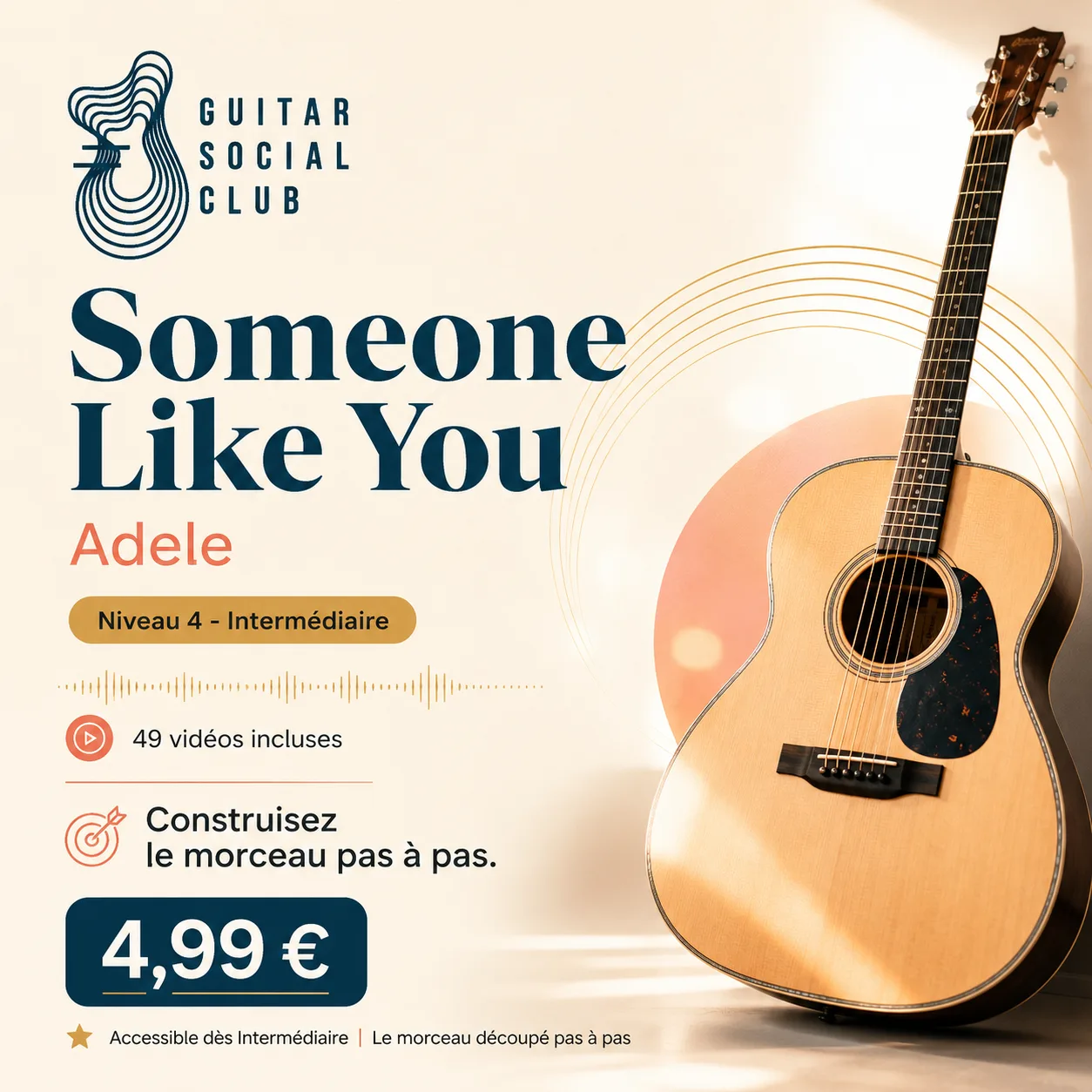 Couverture boutique lumineuse du morceau Someone Like You - Adele pour Guitar Social Club