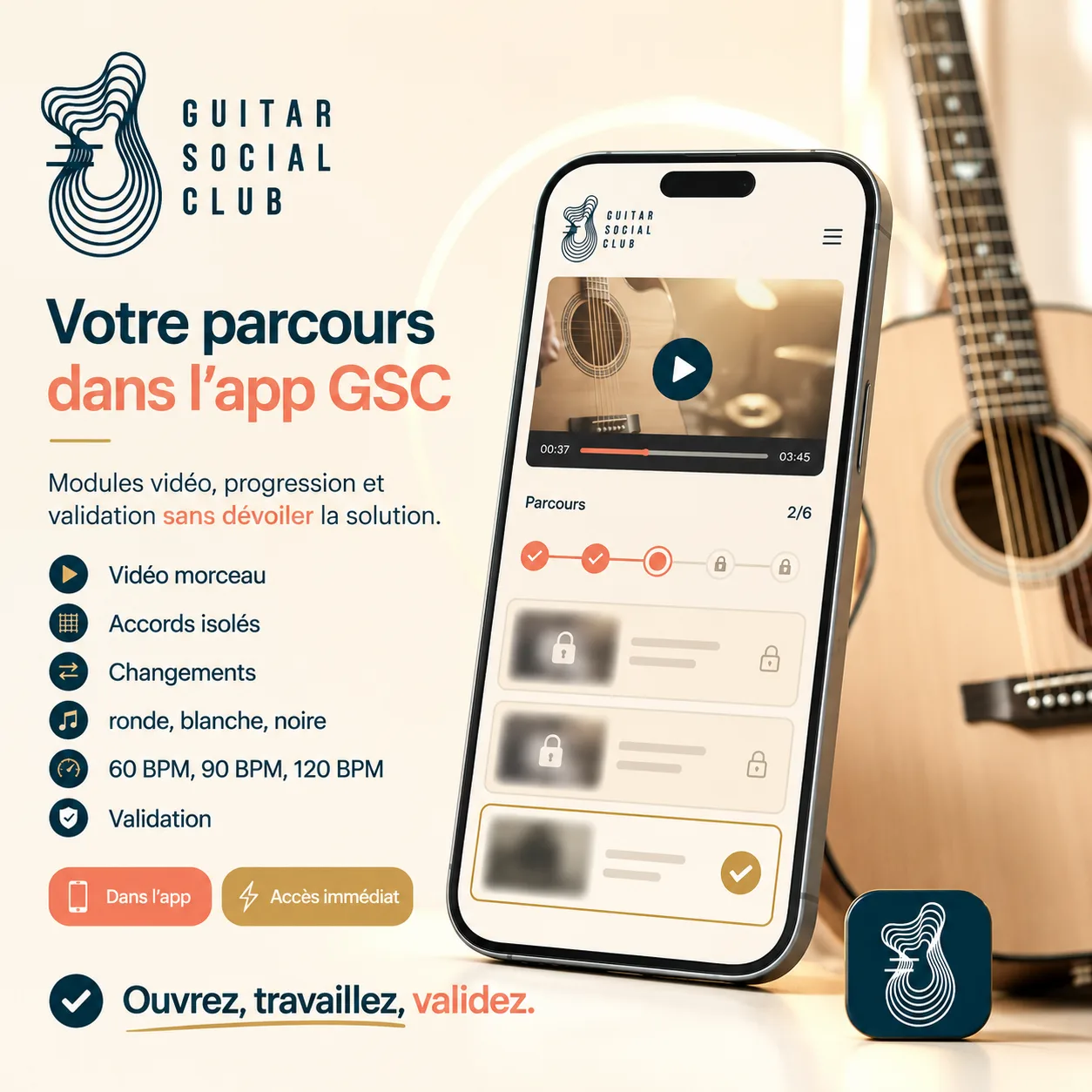 Mockup app Guitar Social Club du parcours Someone Like You