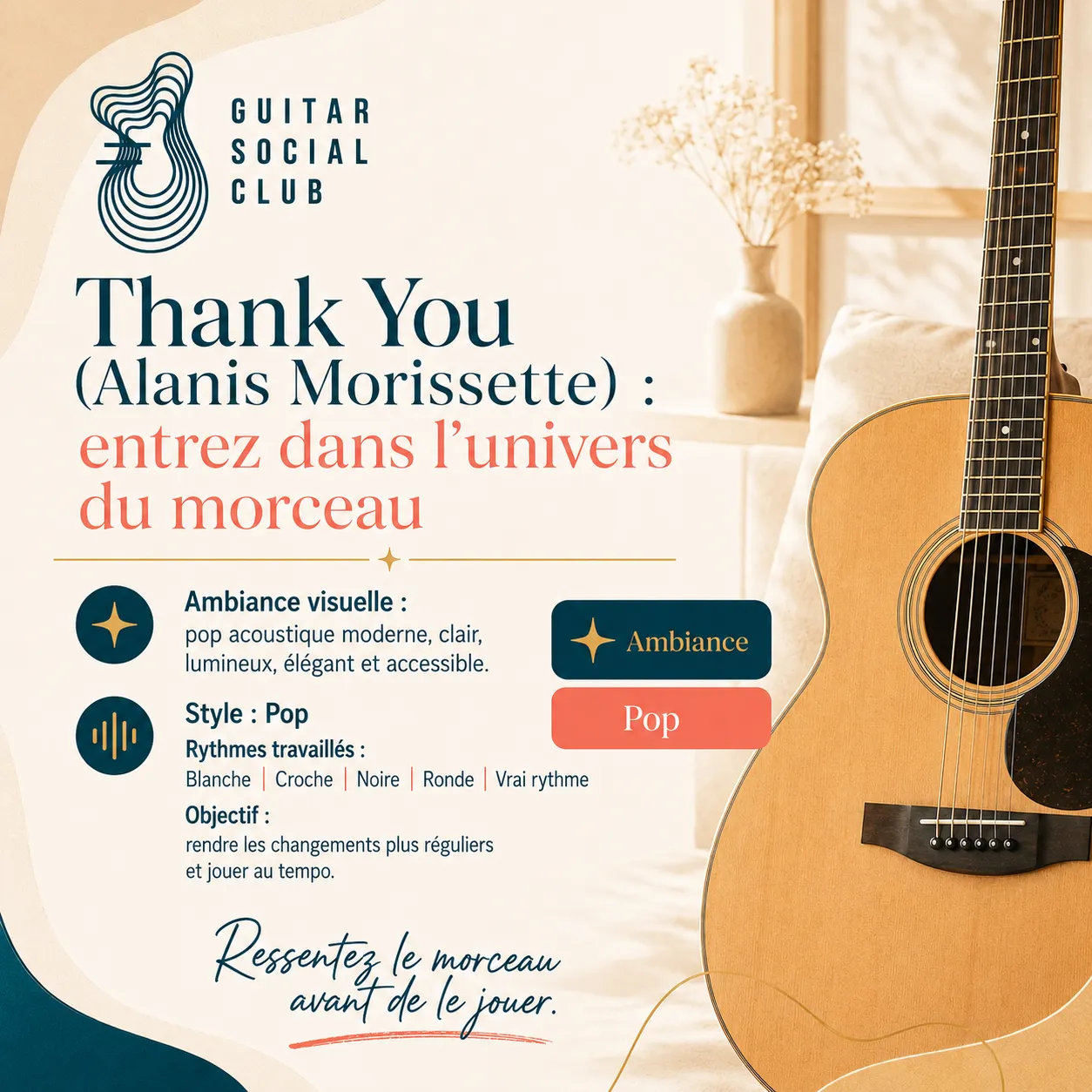 Ambiance pop 90s douce et lumineuse pour Thank You par Alanis Morissette sans pochette ni artiste