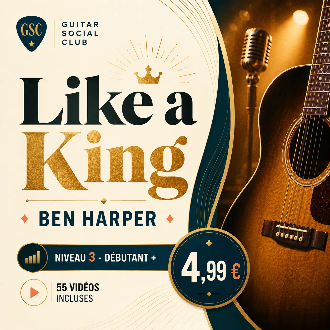 Couverture boutique lumineuse du morceau Like a King - Ben Harper pour Guitar Social Club