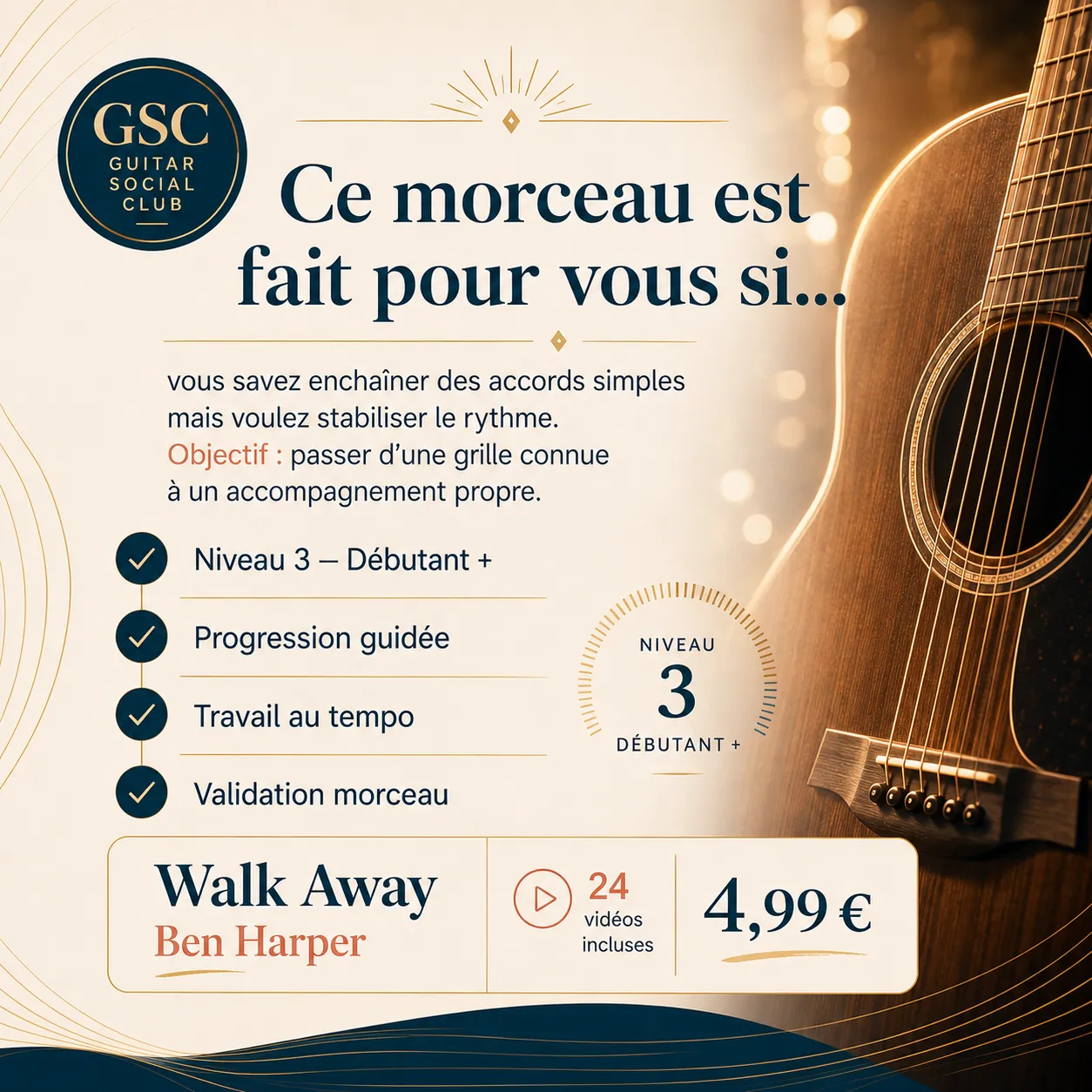 Diagnostic niveau et progression pour Walk Away