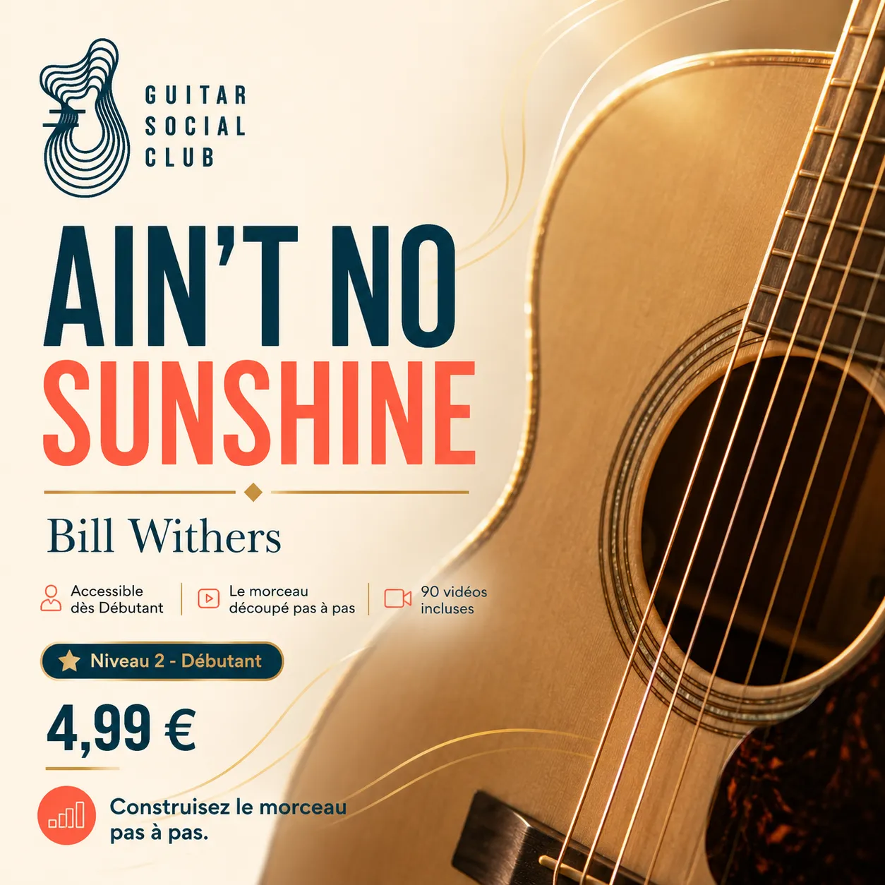 Couverture boutique lumineuse de Ain't No Sunshine avec univers soul intime noir et or