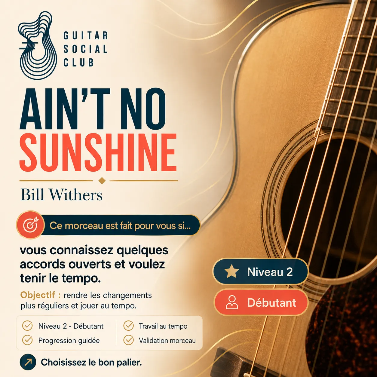 Diagnostic niveau débutant pour Ain't No Sunshine