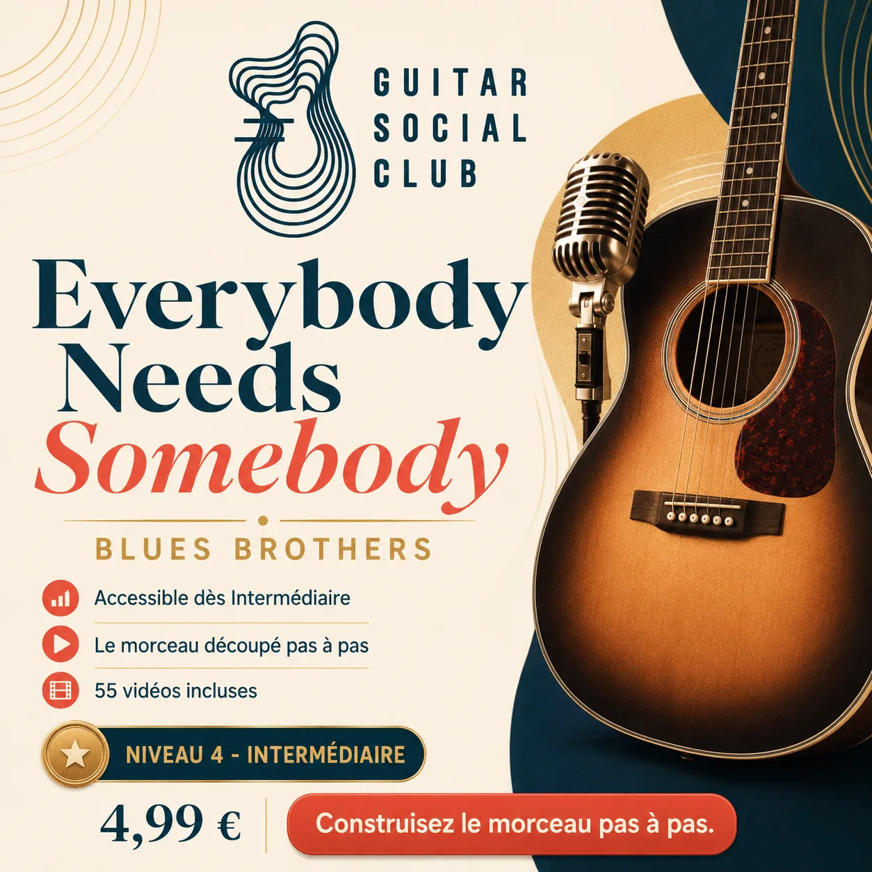 Couverture boutique lumineuse du morceau Everybody Needs Somebody - Blues Brothers pour Guitar Social Club