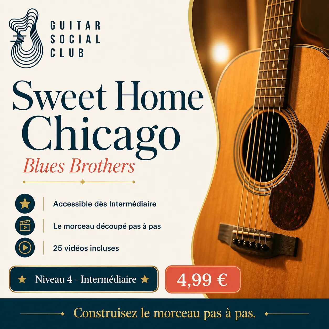 Couverture boutique lumineuse du morceau Sweet Home Chicago - Blues Brothers pour Guitar Social Club