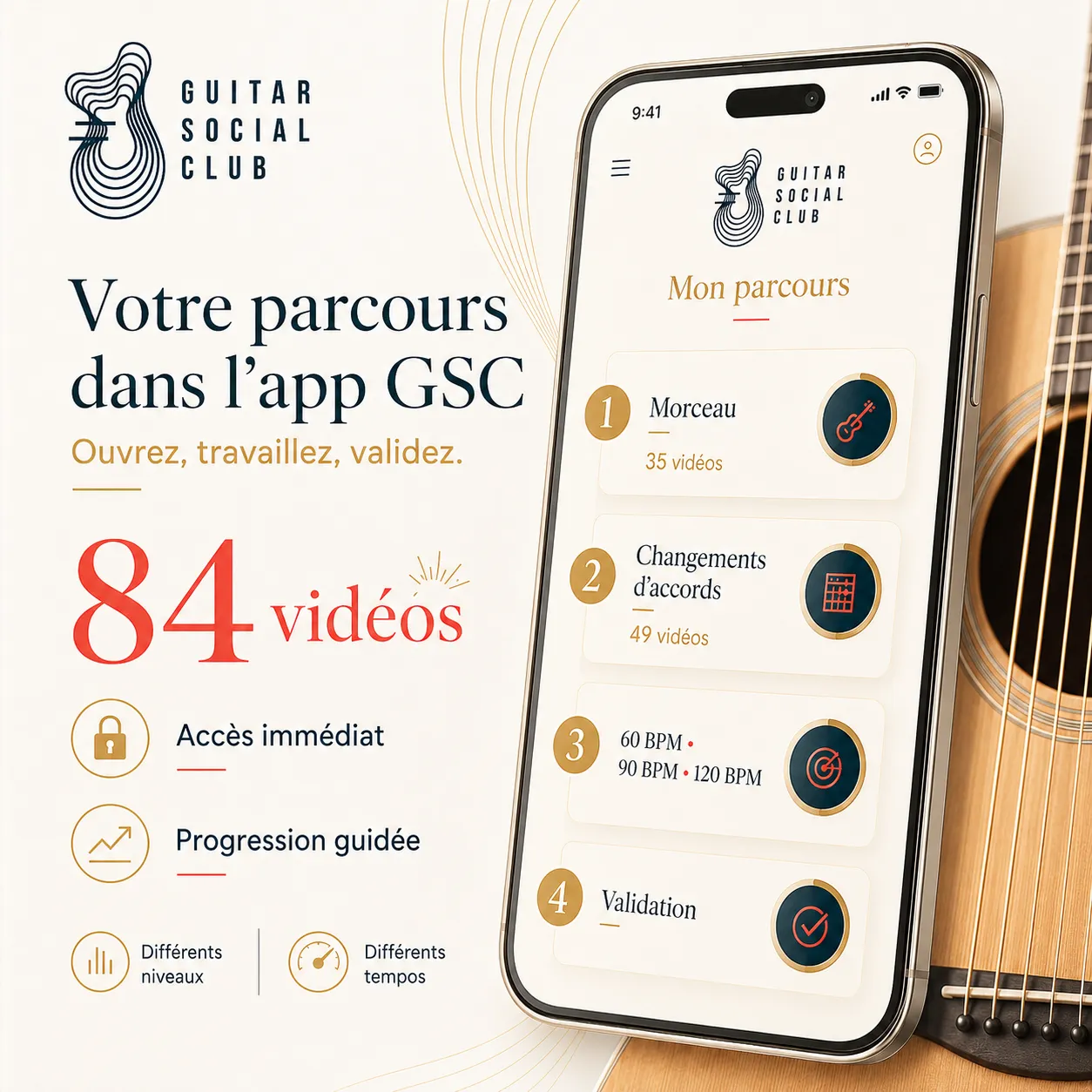 Mockup app Guitar Social Club du parcours Knocking on Heaven's Door
