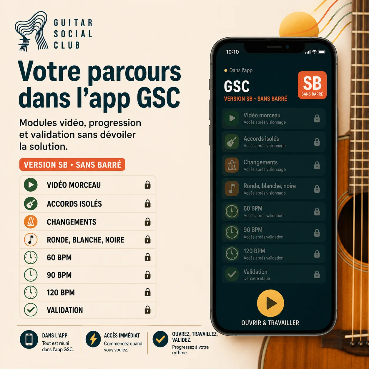 Mockup app Guitar Social Club du parcours Could You Be Loved
