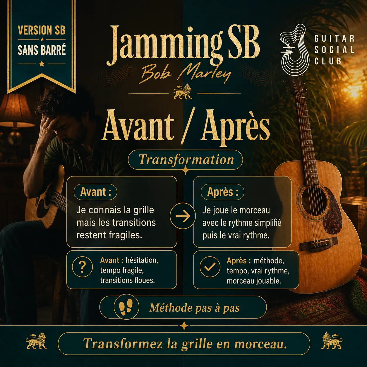 Avant après pédagogique pour transformer la grille en morceau sur Jamming