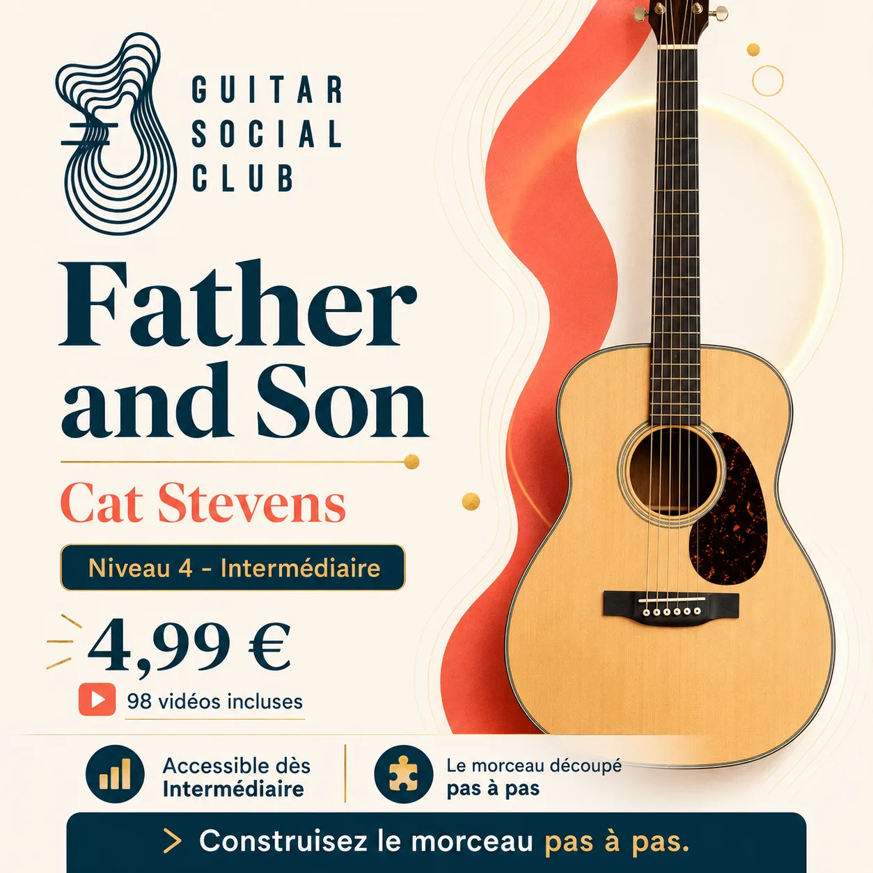 Couverture boutique lumineuse du morceau Father and Son - Cat Stevens pour Guitar Social Club