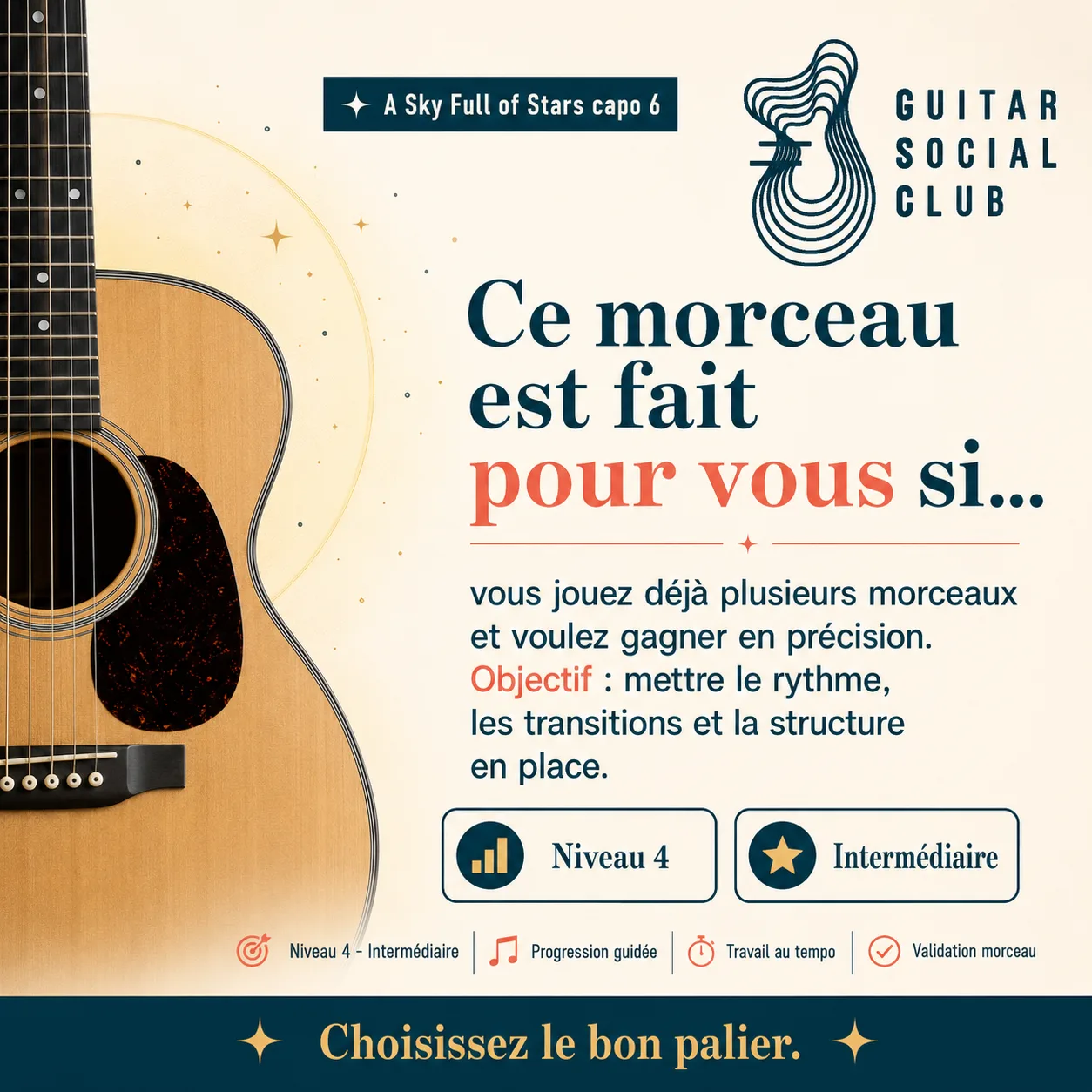 Diagnostic niveau et progression pour A Sky Full of Stars capo 6