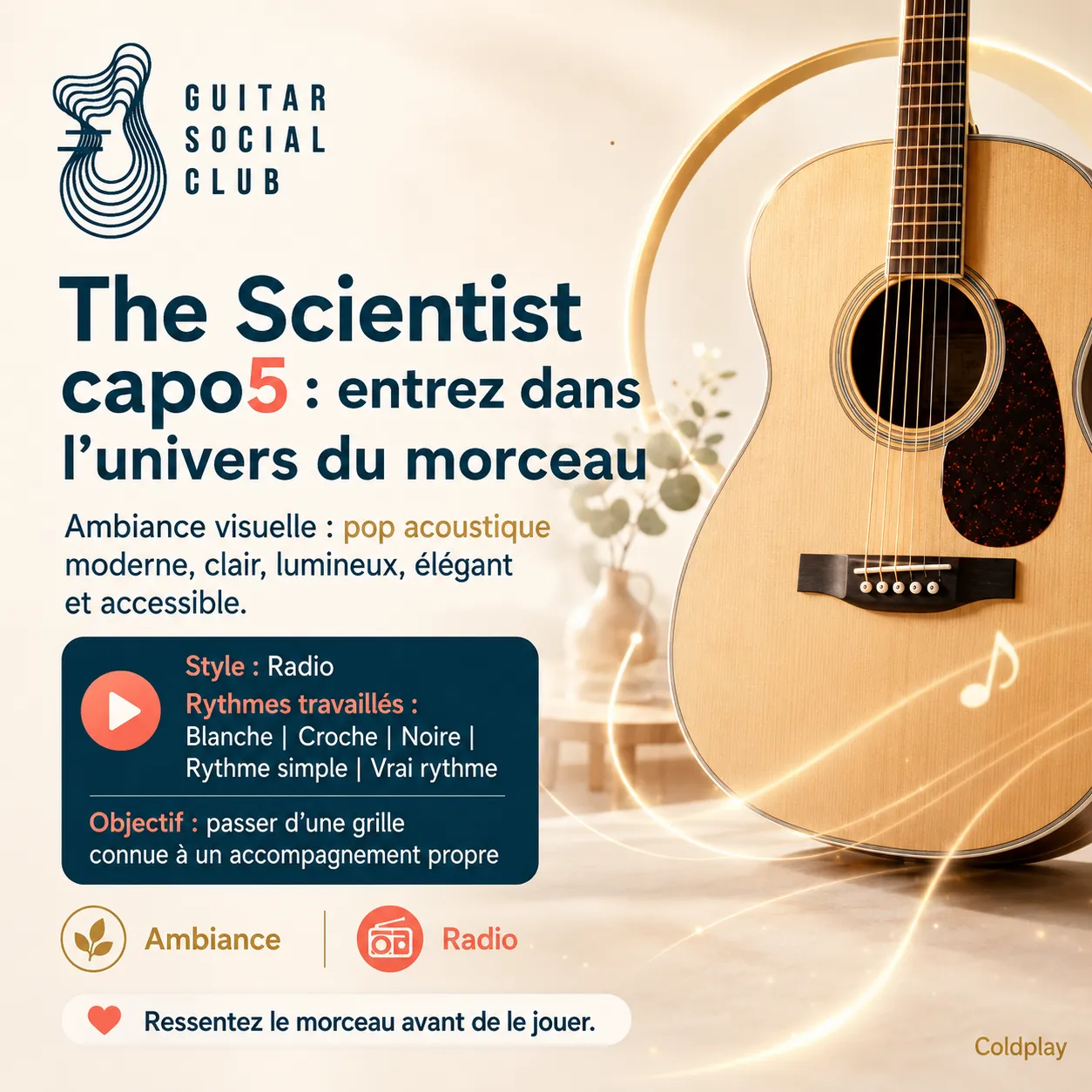 Découpage pédagogique du morceau The Scientist capo5
