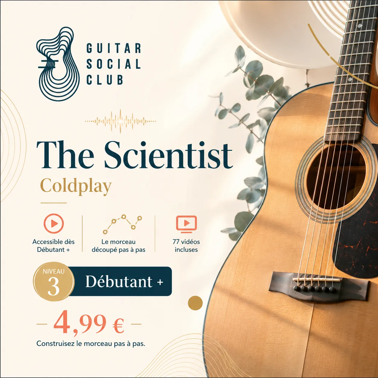 Couverture boutique lumineuse du morceau The Scientist - Coldplay pour Guitar Social Club